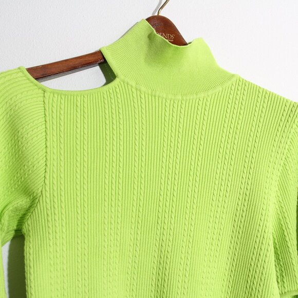 Andersson Bell Jessica Embellished Cutout Neon Cable-Knit Turtleneck Sweater - Picture 5 of 16